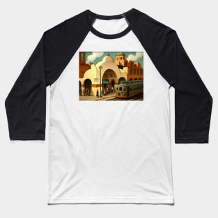 Vintage Art Deco Train Station Baseball T-Shirt